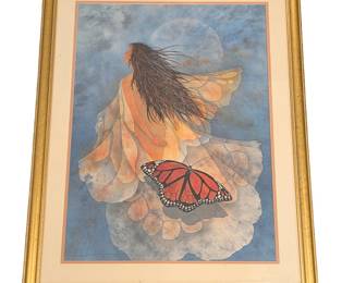 Lot #32 - Connie Seabourn Ragan Framed Butterfly Fairy Lithograph Art