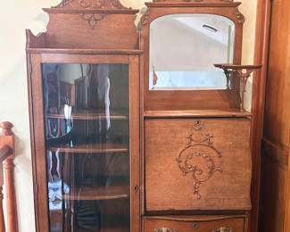 Antique Secretary Desk Curio Cabinet