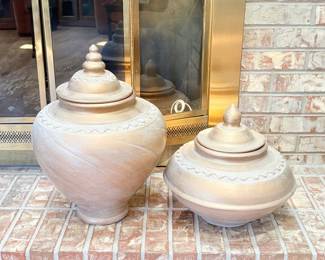 Terra Cotta Lidded Urns