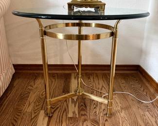 Mid-Century Modern Glass & Brass Side Table