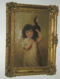 #33 -- 12"w X 18"t, oil on canvas, Companions, T. Morgans signed, circa 1889, stamped G. Rowney & Co., London