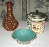 Chinese candy dish in front, dollar is for size comparison