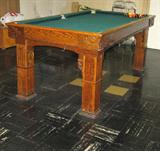 Good looking smaller sized pool table, tiger oak-- fits just about anywhere, apartment, condo, mobile home, etc.