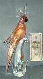 Murano Italy art glass parrot, 14 1/4 in tall