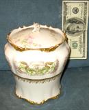 Old porcelain biscuit jar marked Limoges JP France