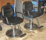 Barber chairs, chrome base, with foot pedal for heights adjustment, spin around 360 degrees, black vinyl, commercial grade sturdy construction