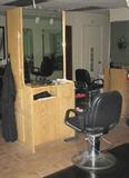 Example of one of 5 hair stylist commercial grade units surface easy-to-clean located off-site, 5 minutes away in Munster.