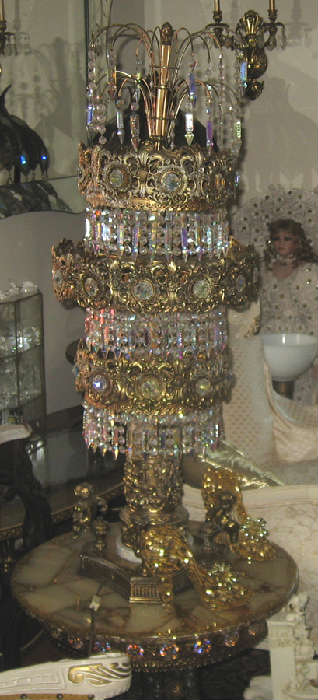 Hollywood Regency style table lamps with crystals