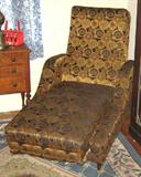 Mid century (?) fainting couch, leg rest area elevates