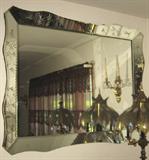 Etched heavy wall mirror, 5 feet wide by 4 feet tall