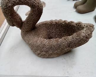Beautiful Cement and Stone Swan Planter