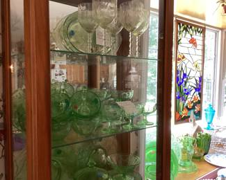 Lots of green depression glass