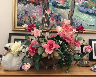 Flowers and swan