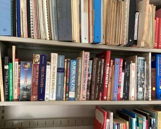 Books, Bibles and music. Lot’s of sheet music, could be used in multiple crafts.