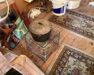 Cast iron pot and milk create 