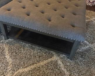 OTTOMAN COCKTAIL TABLE TUFTED BUTTON WITH STORAGE SHELF