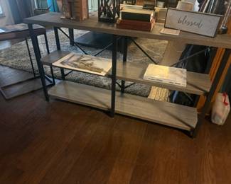 3 TIER RUSTIC GREY AND BLACK SHELF