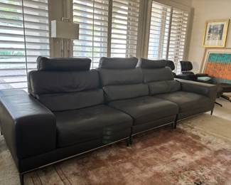 Brown Leather sofa day bed