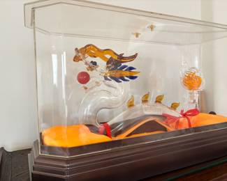Large Glass Dragon in display case