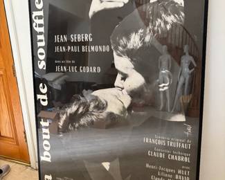Large 6 ft Tall French Poster framed A bout de soufle J.P Belmondo