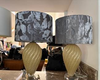 Murano style pair of art glass lamps
