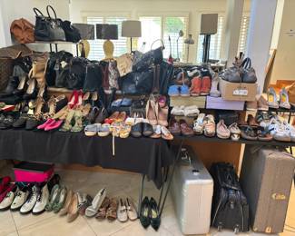 Shoes, bags, luggage, mostly size 6 to 8, men size 9.5 to 10