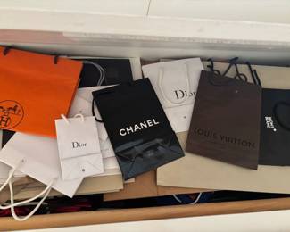 Designer gift bags a lot Chanel, Vuitton, Hermes Dior, burberry, Mont Blanc, Cartier and more