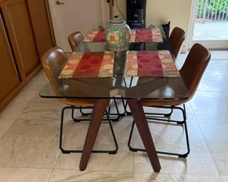 Glass top Dining Table & Leather Dining Chairs 