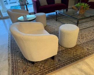 Barrel Accent Chair w/ Ottoman