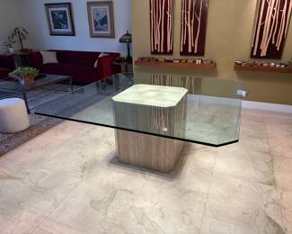 Stone Base Glass Dining Table
