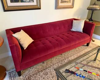 Red Velvet Sofa