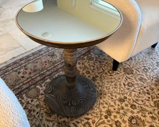 Glass Top Pedestal End Table