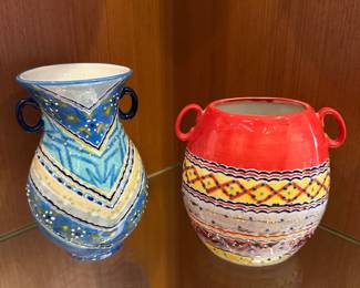 Anthropologie Blue and Red Vases