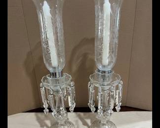 Bacccarat "Medallion Crystall Hurricane Candlesticks/Lustre lamps