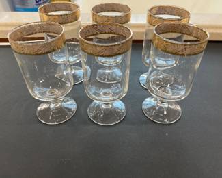 Vintage Astra Karel Bohemian Crystal Goblets top wrapped 24k Gold