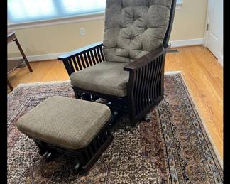Amish Furniture - Slated Glider with ottoman