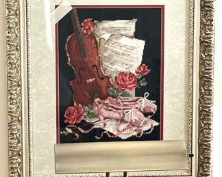 Needlepoint violin still life