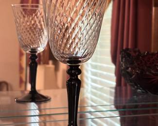 French Luminarc Onyx stem wine glasses