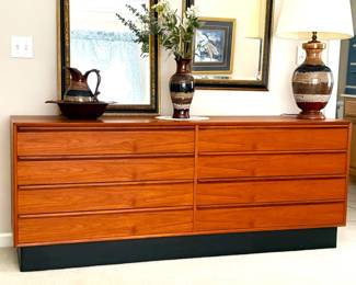 Danish Modern "Westnofa" 8 drawer teak lowboy dresser