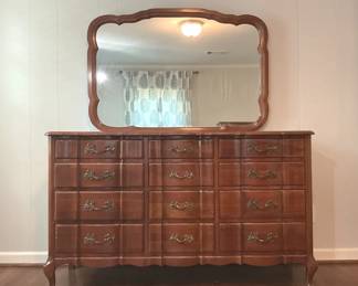Cherry Dresser And Mirror