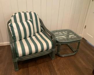Green Bamboo Chair Glass Top Table