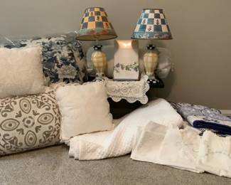 Blue Linens Two Lamps
