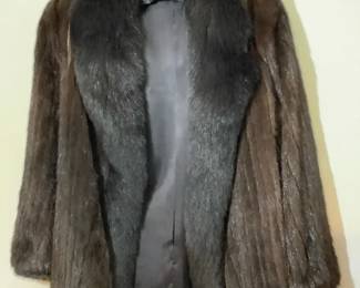 Black Brown Mink Fur Coat