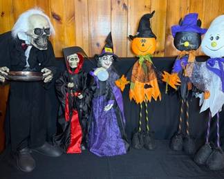 Standing Halloween Decor Creepy Butler Grim Reaper Skeleton Friendly Pumpkin, Cat Ghost