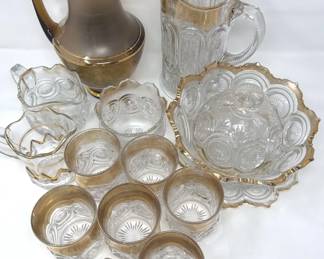Early American Pattern Glass EAPGLeaf Star Pattern Decorative Golda Along Edges