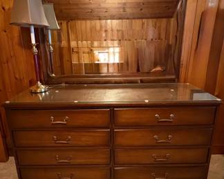 MidCentury Modern 8Drawer Walnut Unit Featuring Brass Drop Pull Hardware