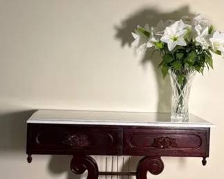 Judy Berry Signednumbered Print Vintage Wooden Harpstand Table With Marble top Waterford