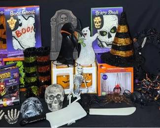 Halloween Decor Including Wreath, Lighted Pumpkin, Fragrance Warmers, And More Tuscany Candle