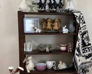 Bunny Decor With Shelf, Art Work By Anita Jerman, Wood, Ceramic, Glass And More