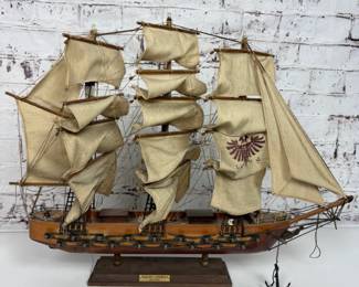 Handcrafted Fragata Española 1780 Wooden Model Warship On Display Base Project